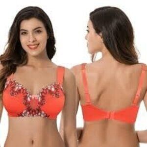 Curve Muse Minimizer Wireless Unlined Bra Embroidered Lace Plus Size 46DDDD